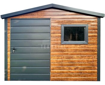 Schowek - domek 2,5x2,5m - drzwi - okno - jasny orzech - drewnopodobny - dach dwuspadowy TS1150