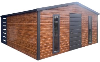 Schowek - domek ogrodowy 4x3m - drzwi - 2 x okno - złoty dąb - drewnopodobny - dach dwuspadowy - rynny TS1191