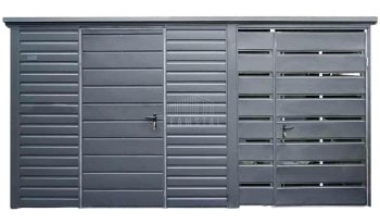 Schowek - domek ogrodowy 3x2m - wiata 1,5m - drzwi - antracyt - dach spad do tyłu TS1201