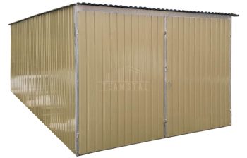 Garaż blaszany 3x5m - II Gatunek - Garaż blaszak na budowę wolnostojący - złoty - dach spad w tył TS1173