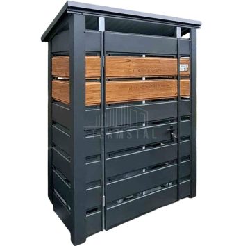 Wiata śmietnikowa 1,5x0,5m - antracyt - jasny orzech - drewnopodony - dach dwuspadowy TS1208