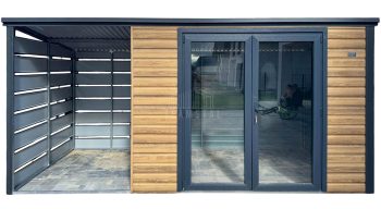 Hala blaszana 24x8m - 8x brama dwuskrzydłowa - biały - dach spad w tył TS1182