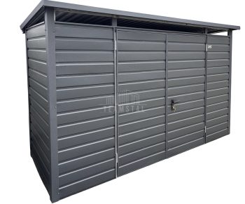 Szafa ogrodowa - schowek - 3,5x1,5m - brama dwuskrzydłowa - antracyt - dach spad w tył TS1234