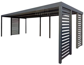 Carport PREMIUM - Wiata samochodowa 7x3 - antracyt - dodatkowa zabudowa ID1158 TS1229