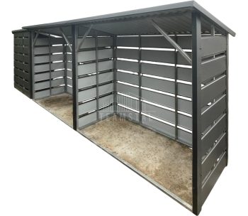 Drewutnia 5x1m - Wiata Śmietnikowa - antracyt - dach spad w tył - ścianka działowa TS1233