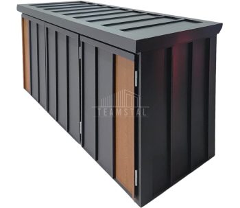 Zabudowa koszy na śmieci wiata śmietnikowa obudowa kubłów 177x65x110 cm 3x120L antracyt + jasny orzech TS1221