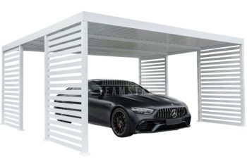 Carport PREMIUM - Wiata samochodowa 5,5x5 - biały -ocynk- dodatkowa zabudowa TS1243
