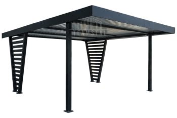 Carport V PREMIUM 4,8x5m - Wypełnienie panelami - Wiata samochodowa - antracyt TS1258