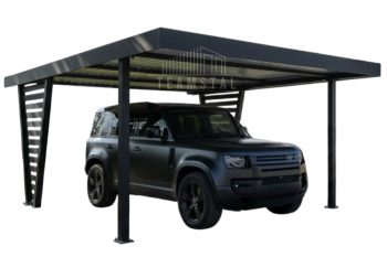 Carport V PREMIUM 4x4,5m - Wypełnienie panelami - Wiata samochodowa - antracyt TS1259
