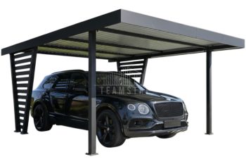 Carport V PREMIUM 4x4,7m - Wypełnienie panelami - Wiata samochodowa - antracyt TS1260