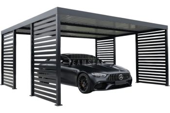 CarPort PREMIUM - wiata samochodowa 5,8x5,5 - antracyt - dodatkowa zabudowa TS1244
