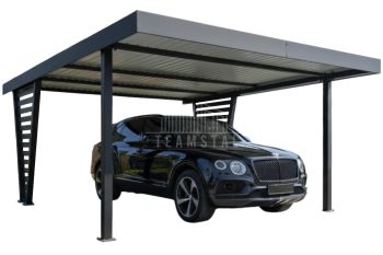 Carport V PREMIUM 5x5,5m - Wypełnienie panelami - Wiata samochodowa - antracyt TS1265