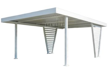 Carport V PREMIUM 4x4,8m - Wypełnienie panelami - Wiata samochodowa - biały TS1268