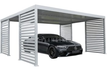 Carport PREMIUM - Wiata samochodowa 5x5 - biały - dodatkowa zabudowa TS1245