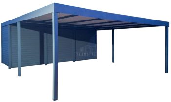 Carport PREMIUM z pomieszczeniem gospodarczym - Wiata samochodowa 7x5m - antracyt spad w bok TS1250