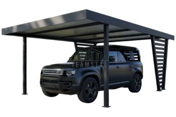Carport V PREMIUM 4,2x5,8m - Wypełnienie panelami - Wiata samochodowa - antracyt TS1251