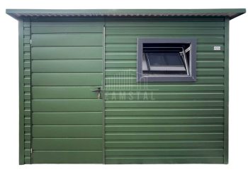 Schowek - Domek ogrodowy 3x2 m - drzwi - okno - zielony - dach spad w tył - rynna TS1328