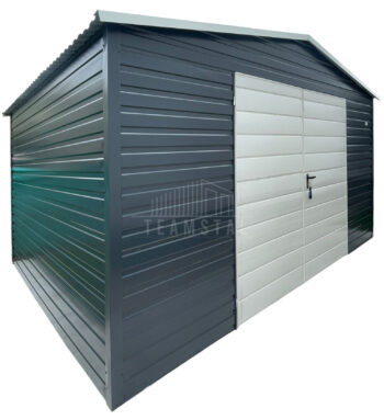 Schowek - domek ogrodowy 5x3m - brama dwuskrzydłowa - antracyt - biały - dach dwuspadowy TS1343