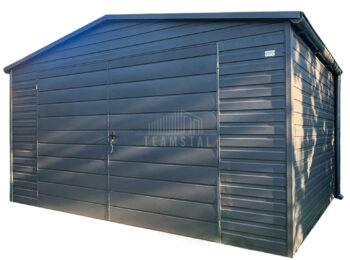 Schowek - Domek ogrodowy 5x4 m - brama dwuskrzydłowa - antracyt - dach dwuspadowy - rynny TS1344