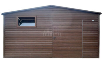 Domek ogrodowy 5,5x4,5 m - drzwi - okno - ciemny orzech - drewnopodobny - dach dwuspadowy - rynny TS1298